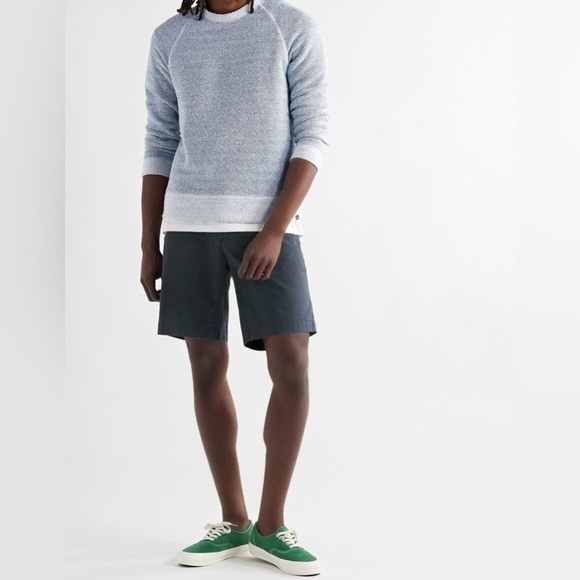 Faherty - Herringbone Cotton-Blend Jacquard Sweatshirt - Blue - Picture 1 of 5